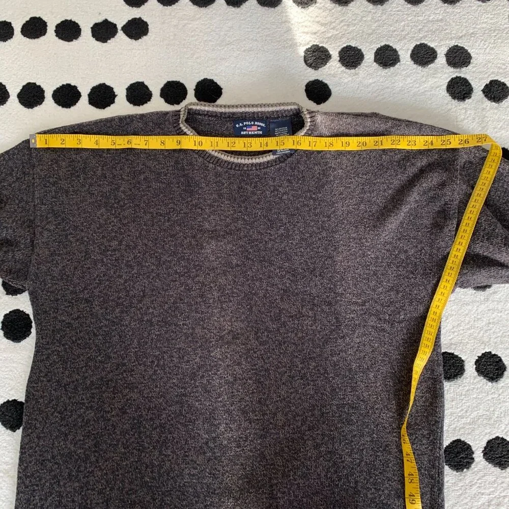 US Polo Association Vintage 90s Sweater XL Black Brown Knitted Crewneck Pullover - Picture 8 of 11